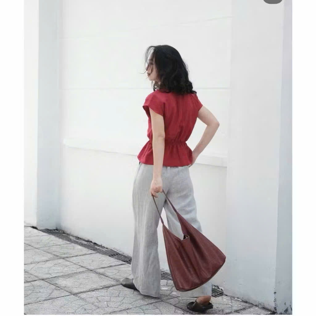 𝗦𝘆 𝗟𝗶𝗻𝗲𝗻 - |BEELY| - Áo Linen thắt nơ cổ V