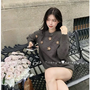 TRIANGLE - Liti Sweater(Cân nhắc kỹ, returned is not welcomed)- Áo len phối hoa Hàn Quốc phong cách đơn giản, thanh lịch