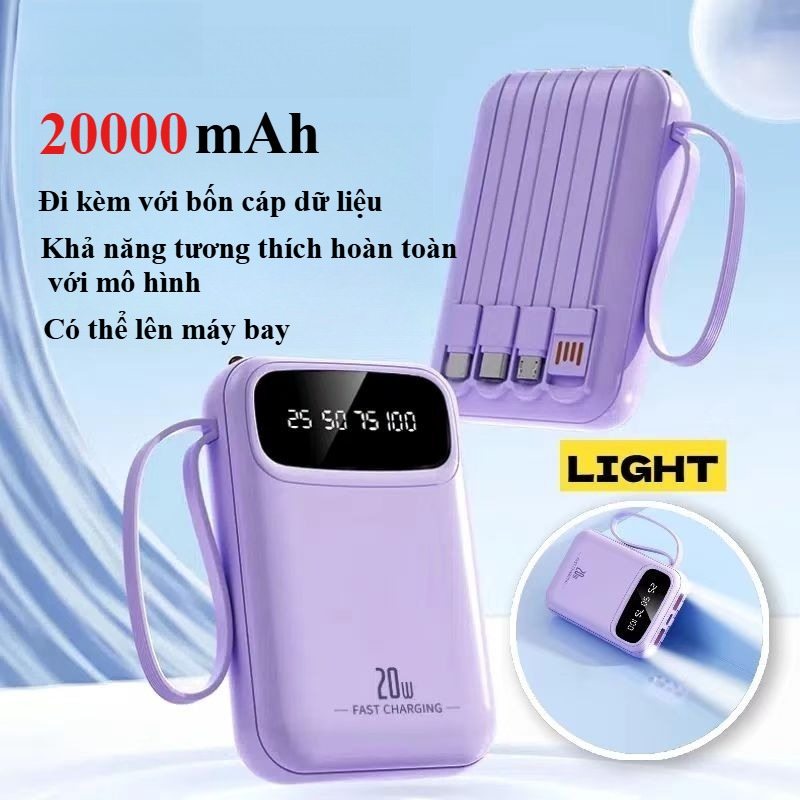 Pin Dự Phòng Mini 20000mAh - Sạc Nhanh, Nhỏ Gọn Tiện Lợi Cho Điện Thoại