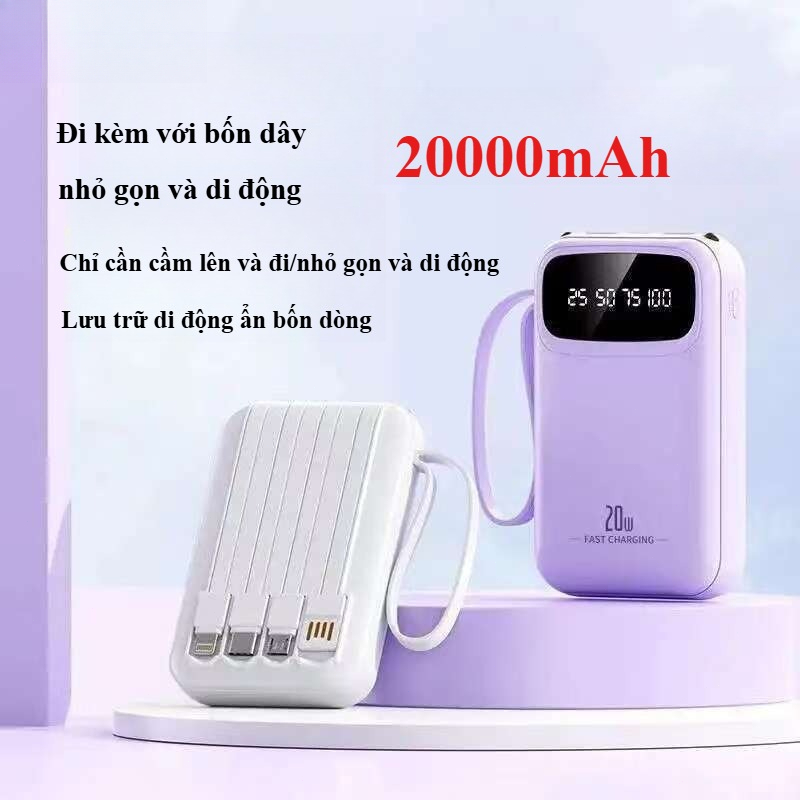 Pin Dự Phòng Mini 20000mAh - Sạc Nhanh, Nhỏ Gọn Tiện Lợi Cho Điện Thoại