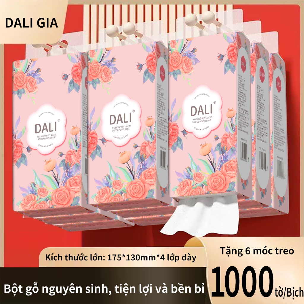 TOP Khăn giấy treo hoa hồng Dali rút phía dưới thùng12 bịch lớn bán buôn giấy nhà bếp giấy gia đình dùng tặng 6 móc treo
