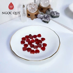 1 cái charm đá hình trái tim 3d đá mã não đỏ - Ngọc Quý