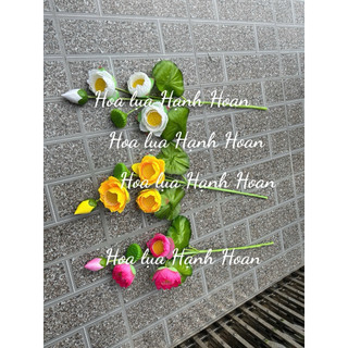Hoa sen giả 3 bông cành cao 90cm - Hoa lụa , hoa giả decor