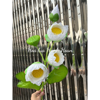 Hoa sen giả 3 bông cành cao 90cm - Hoa lụa , hoa giả decor