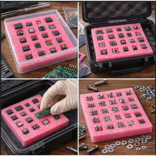 Khay PE ESD có dập lỗ, kích thước khay 20x100x100mm, bảo vệ linh kiện điện tử, IC, sensor, connector