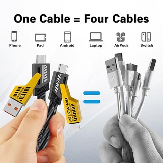 Cáp sạc nhanh 65W Mecha 4 trong 1 tương thích iPhone USB Type-C với 4 đầu kết nối tiện lợi