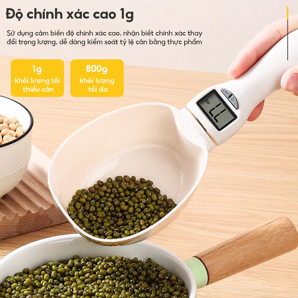 Thìa Tiểu Ly Điện Tử Chome Cân Thức Ăn Chính Xác 800g/1g Màn Hình LCD - Dụng Cụ Nhà Bếp