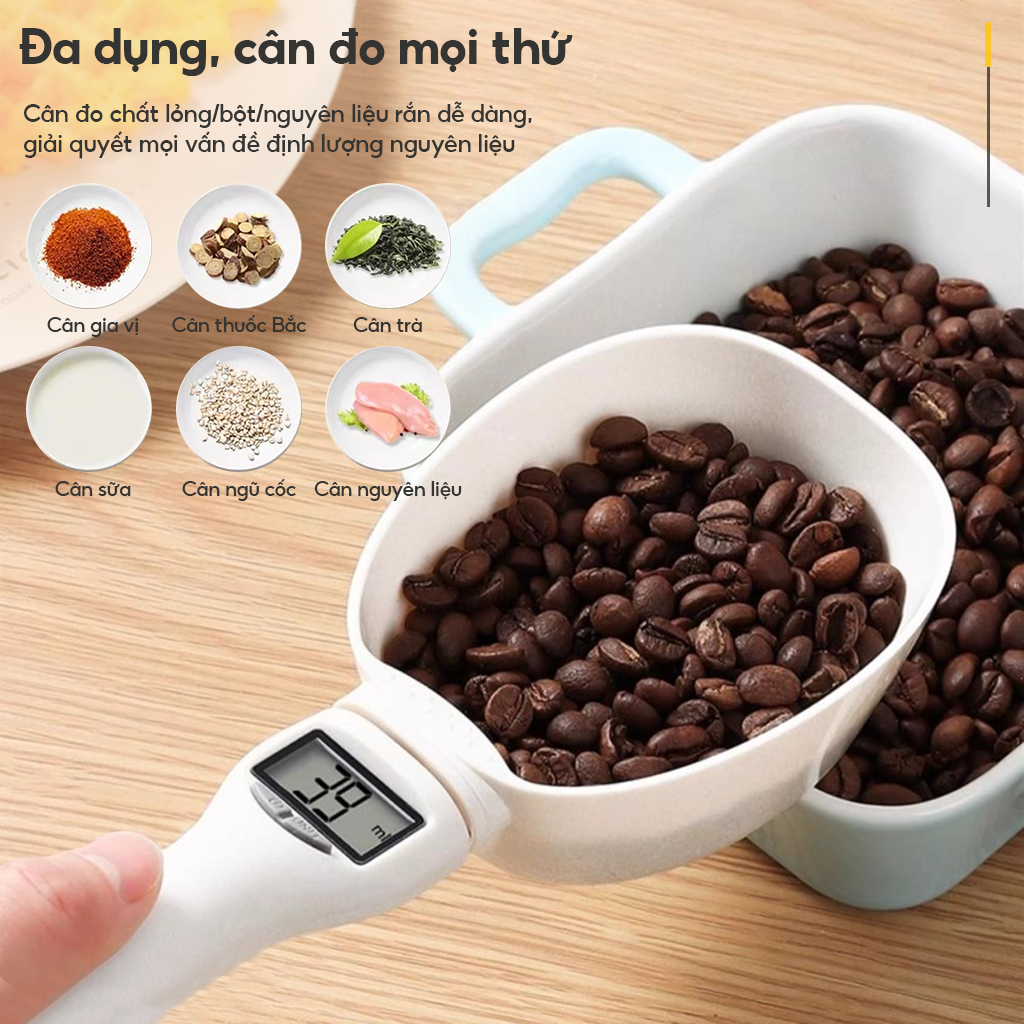 Thìa Tiểu Ly Điện Tử Chome Cân Thức Ăn Chính Xác 800g/1g Màn Hình LCD - Dụng Cụ Nhà Bếp