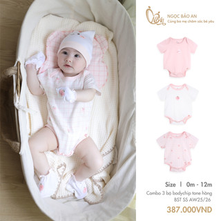 M&B (0-12M) Bộ bodychip sơ sinh Carrot Thỏ Hồng cotton cao cấp mềm mịn, thoáng mát thấm hút tốt