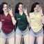 Áo thun nữ Tay Ngắn cổ Tim chữ M CT09 )