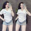 Áo thun nữ Tay Ngắn cổ Tim chữ M CT09 )