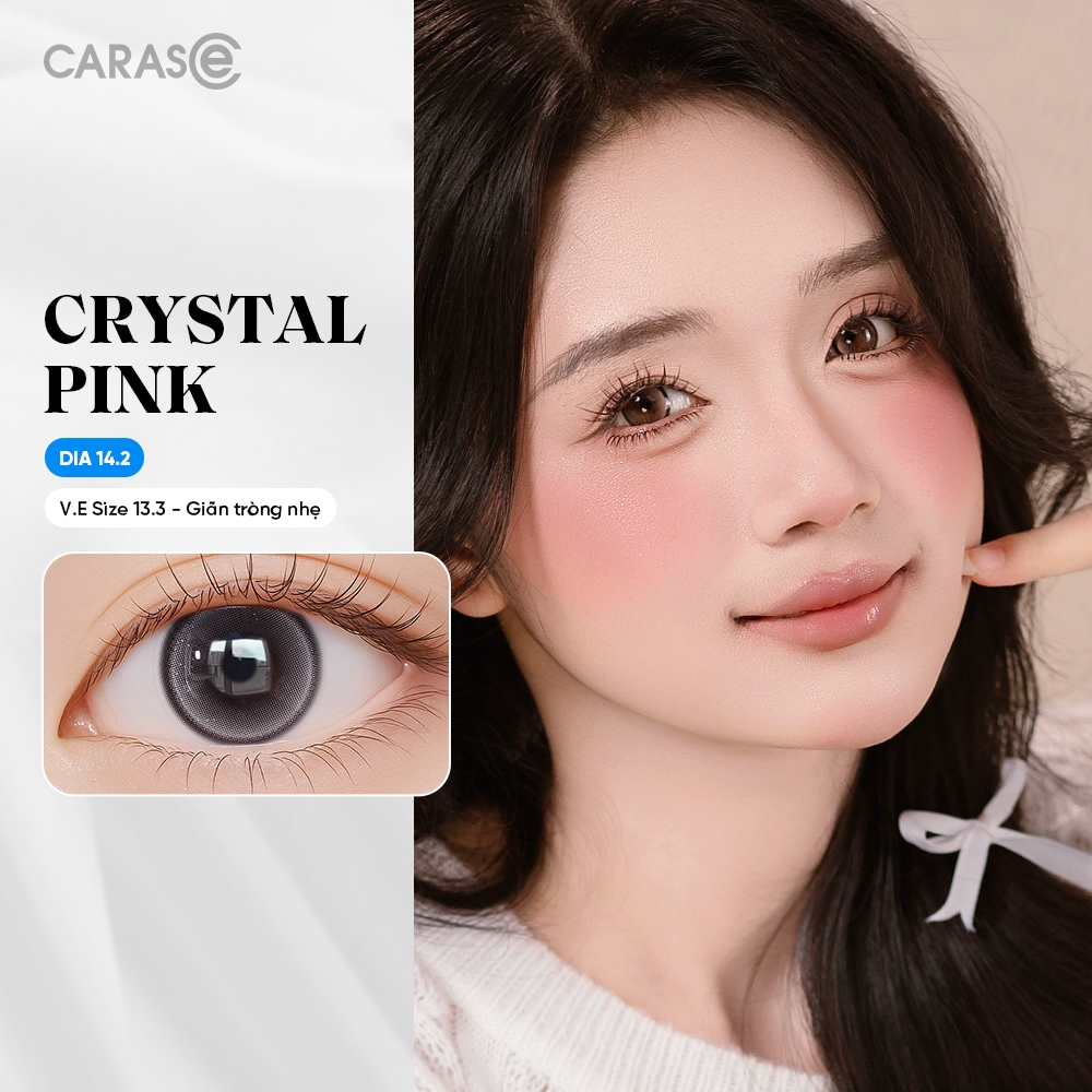[1 chiếc] Kính áp tròng khoá ẩm 8H 1 Tháng Màu Hồng Pha Lê CARASE, Lens cận CRYSTAL PINK