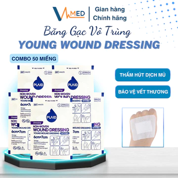 Combo 50 Băng gạc vô trùng Young Wound Dressing - Băng gạc vết thương, bảo vệ và hút dịch vết thương