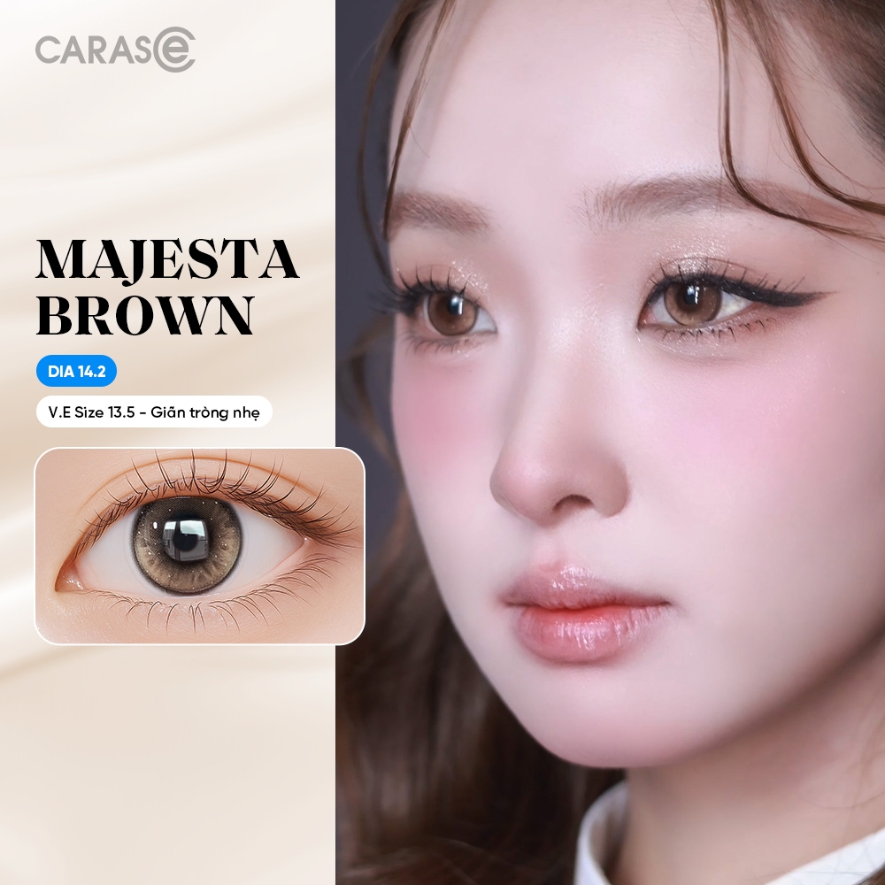 [1 chiếc] Kính áp tròng khoá ẩm 8H 1 Tháng Màu Nâu Sẫm CARASE, Lens cận MAJESTA BROWN