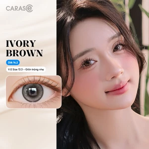 Kính áp tròng khoá ẩm 8H 1 Tháng Màu Nâu Ngà Pha Be CARASE, Lens cận IVORY BROWN