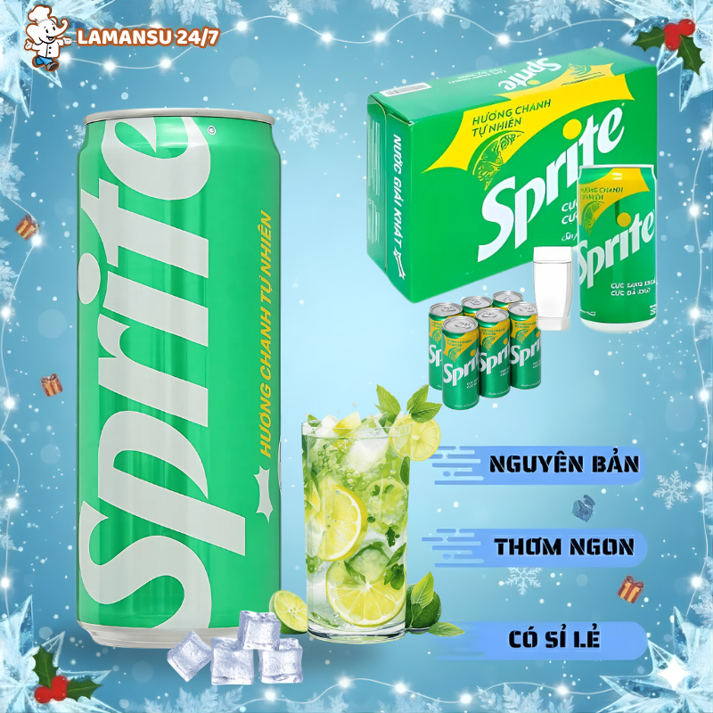 Thùng/Lốc 24 Lon Nước Ngọt Giải Khát Có Gas Sprite Vị Chanh 320ml/Lon ...
