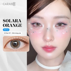 Kính áp tròng khoá ẩm 8H 1 Tháng Màu Cam Ánh Đồng Viền Xanh CARASE, Lens cận SOLARA ORANGE