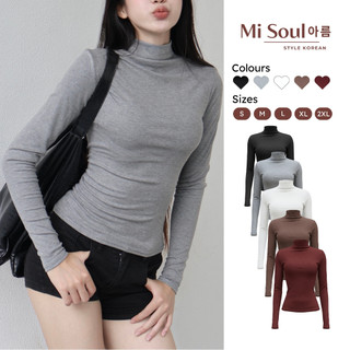 Áo Thun Dài Tay Cổ 3 Phân Basic BigSize MiSoul, Áo Thun Cotton Cổ Lửng Dáng Ôm Body Dài Tay Thu Đông 488
