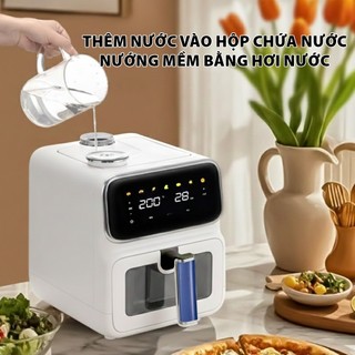 Nồi chiên không dầu QCOOKO, Nồi chiên hơi nước dung tích 6L, 1400W, công nghệ mới STEAM AIR thịt mềm mọng nước, giảm mỡ