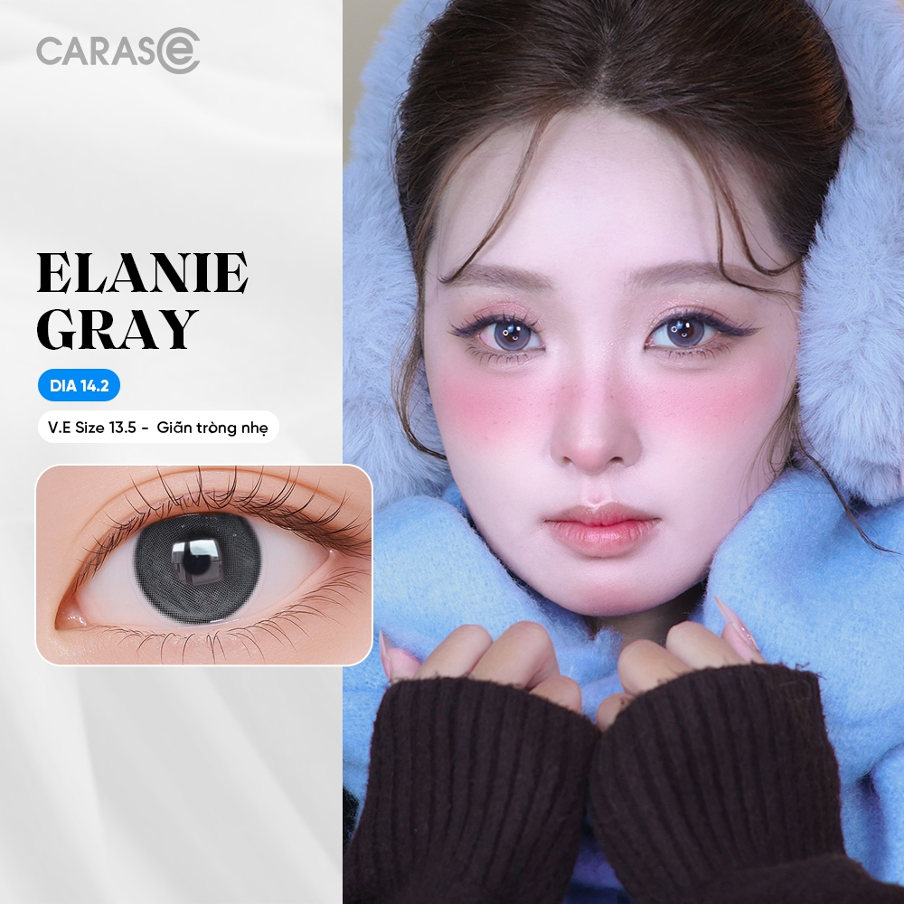 [1 chiếc] Kính áp tròng khoá ẩm 1 Ngày Màu Xám Tro Ánh Xanh CARASE, Lens cận ELANIE GRAY