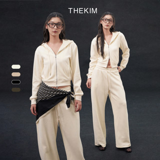 THEKIM Set lẻ áo khoác nỉ dài tay kéo khóa có mũ - quần nỉ dài, Bộ nỉ áo khoác dài tay quần ống suông CS316317