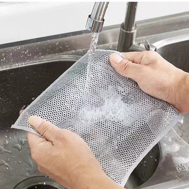 Combo 10 giẻ lau bếp dây kim loại 2 lớp, khăn lau bếp kim loại 2 lớp loại tốt SH0042