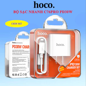 Bộ Sạc Nhanh PD 30W Chính Hãng Hoco Dùng Cho IP 8-14-PRO-PLUS-PROMAX Chuẩn Cổng Type-C to L