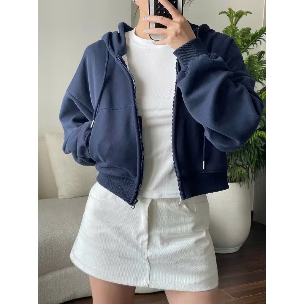 ÁO hoodie nỉ 2 da crt có mũ  thể thao cá tính cho nàng