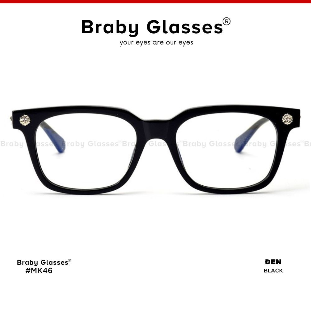 Kính gọng vuông cận thời trang nam nữ Braby Glasses chất liệu nhưạ cao cấp kiểu dáng sang trọng MK46
