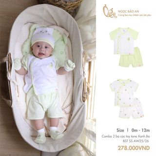 M&B (0-12M) Bộ quần áo cộc tay Củ Cải Xanh Bơ chất cotton mềm mịn, thoáng mát thấm hút mồ hôi tốt