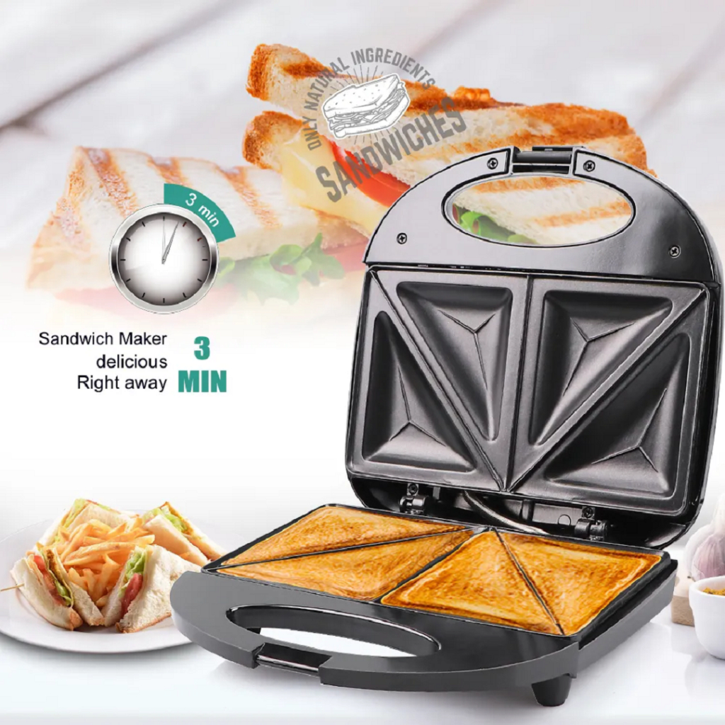 Máy kẹp nướng bánh mì, máy ép bánh mì sandwich RAF 750W làm nóng đều 2 mặt khuôn