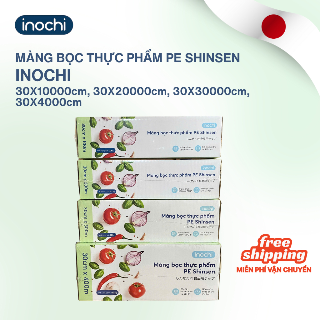 Màng bọc thực phẩm Dài hơn 35% PE Shinsen INOCHI (Nhiều kích cỡ) - bảo quản thực phẩm, an toàn