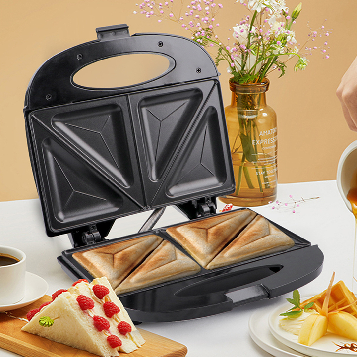 Máy kẹp nướng bánh mì, máy ép bánh mì sandwich RAF 750W làm nóng đều 2 mặt khuôn
