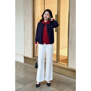 Quần Công Sở Nữ Ống Rộng LAMER FASHION Cạp Cao Dáng Suông Chun Sườn O64W25Q006