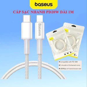 Cáp Sạc Nhanh Dây Bện Dù CHÍNH HÃNG Baseus TYPE C sang IP hỗ trợ sạc nhanh PD 20W