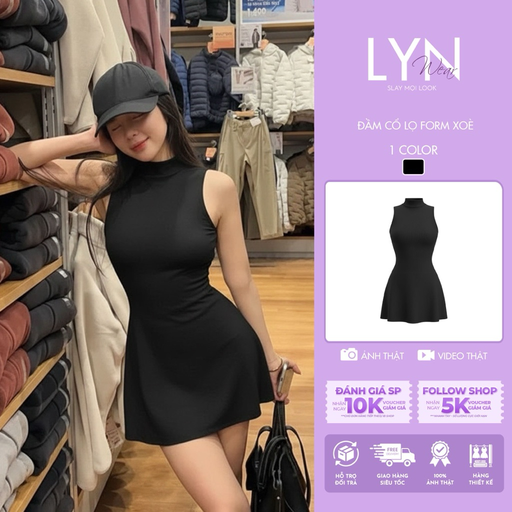 | LYN WEAR | (DEAL MỞ BÁN) Đầm Nữ Cổ Lọ Form Xoè Dáng Ngắn – Tôn Dáng, Mặc Đi Chơi Đi Tiệc