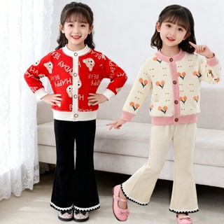 Bộ đồ MớI Cho Bé GáI Phong CáCh HàN QuốC Thu đôNg ÁO Len KếT HợP CùNg đồ Bộ