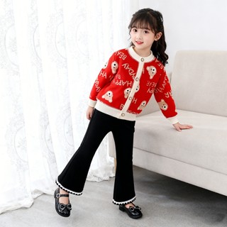 Bộ đồ MớI Cho Bé GáI Phong CáCh HàN QuốC Thu đôNg ÁO Len KếT HợP CùNg đồ Bộ