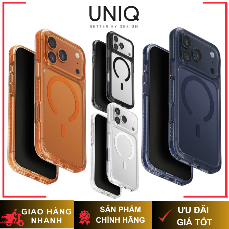 Ốp UNIQ COMBAT Viền Dẻo Chống Sốc Tích Hợp Sạc Không Dây Chính Hãng cho iP 17/16 Series