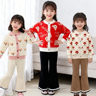 Bộ đồ MớI Cho Bé GáI Phong CáCh HàN QuốC Thu đôNg ÁO Len KếT HợP CùNg đồ Bộ
