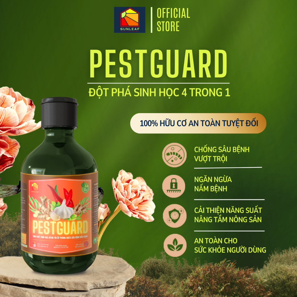 Combo Phòng Rệp Sáp Bọ Trĩ Nhện Đỏ | Nấm Lá | Kích Rễ & Bung Chồi | 100% Hữu Cơ | Rau, Phong Lan, Hoa Hồng | SUNLEAF
