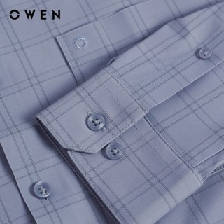Owen - Áo sơ mi dài tay Regular Fit AR256056DT màu Xanh chất liệu Knit seamless