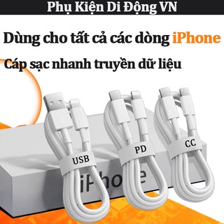 Cáp sạc nhanh PD 1m 2m truyền dữ liệu không hại máy tương thích iPhone Android Type-C