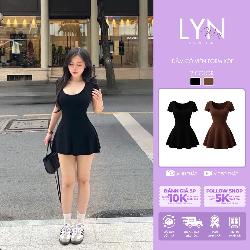 | LYN WEAR | (DEAL MỞ BÁN) Đầm Nữ Cổ Viền Form Xòe Dáng Ôm Nhẹ Tôn Dáng Thanh Lịch