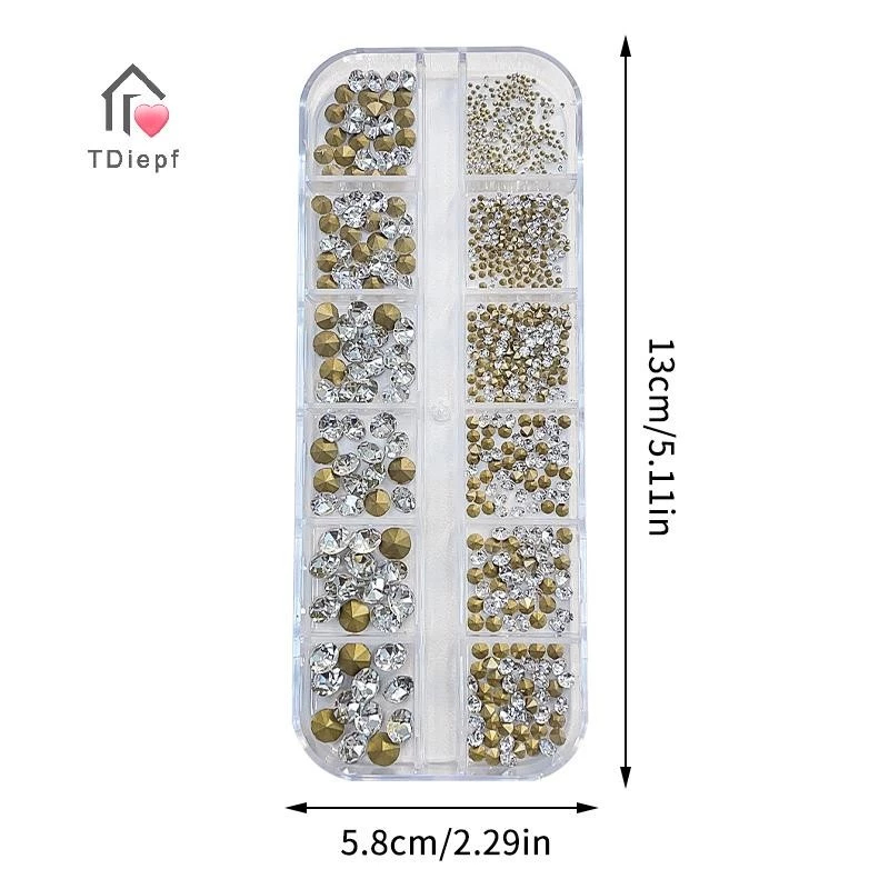 12 Lưới Đá Trang Trí Móng Tay Mini Cao Cấp – Kim Cương Giả Pha Lê Siêu Flash, Sắc Nét, Phụ Kiện Nail Nghệ Thuật