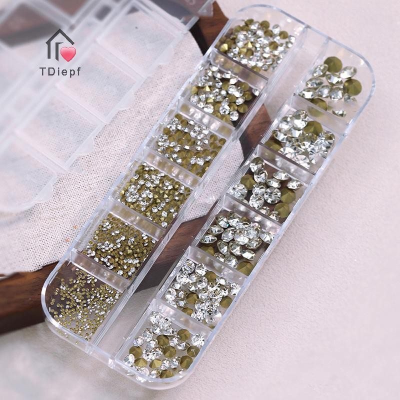 12 Lưới Đá Trang Trí Móng Tay Mini Cao Cấp – Kim Cương Giả Pha Lê Siêu Flash, Sắc Nét, Phụ Kiện Nail Nghệ Thuật