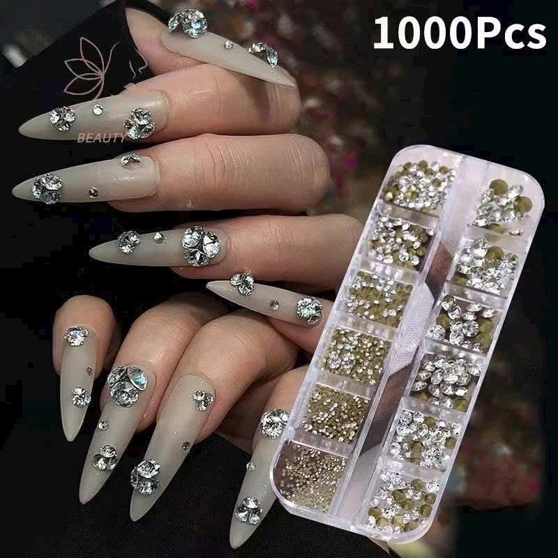 12 Lưới Đá Trang Trí Móng Tay Mini Cao Cấp – Kim Cương Giả Pha Lê Siêu Flash, Sắc Nét, Phụ Kiện Nail Nghệ Thuật