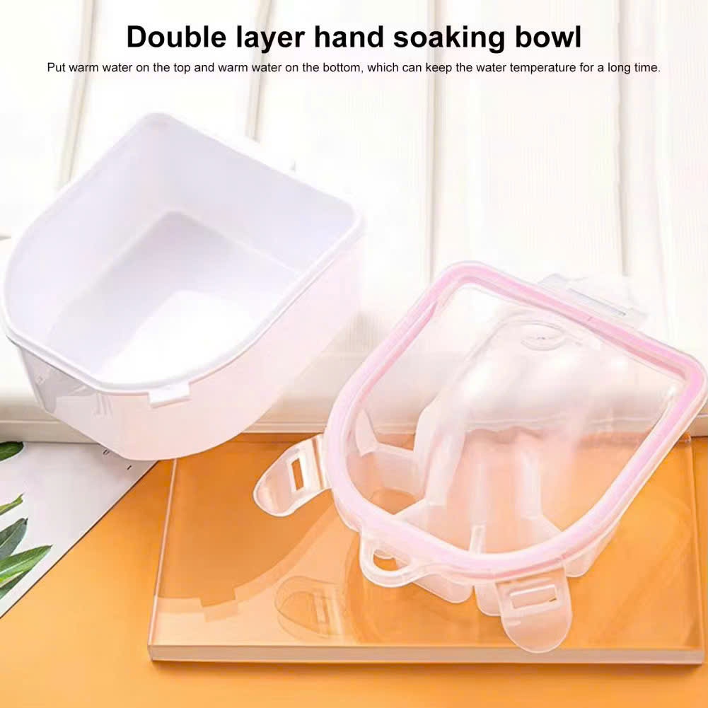chén ngâm tay làm móng nail bằng nhựa 2 ngăn loại tốt