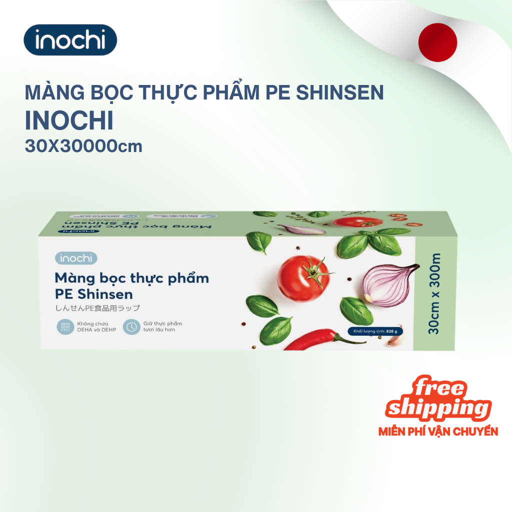 Màng bọc thực phẩm cao cấp 30x40000 cm PE Shinsen Inochi bảo quản thực phẩm tươi sạch loại