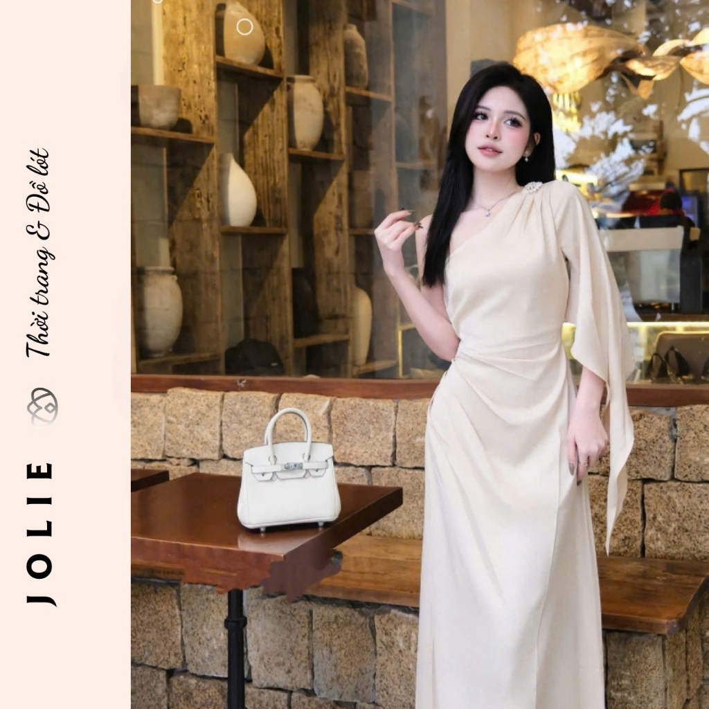 Đầm Dạ Hội JOLIE Lệch Vai Dáng Dài - Váy Maxi Tay Cánh Tiên Xẻ Tà Sang Trọng